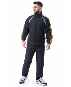Conjunto Agasalho Masculino Tactel Forrado Esportivo Preto Amarelo